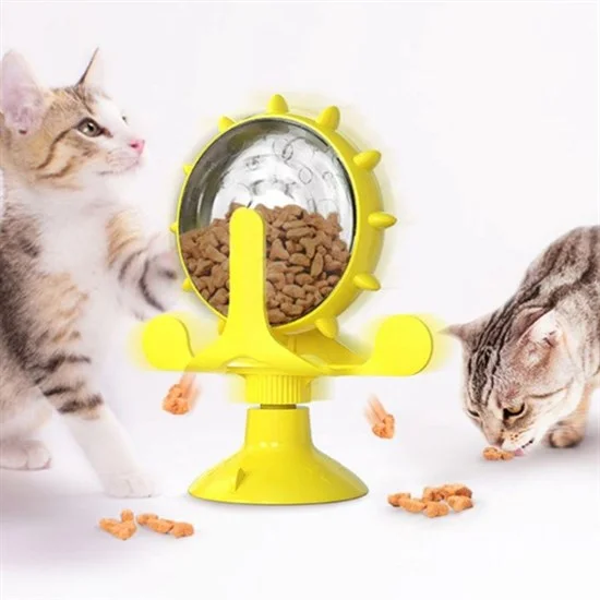 Vantuzlu Zilli İnteraktif Dönebilen Mama Kaplı Renkli Eğlenceli Eğitici Kedi Oyuncağı görsel 3
