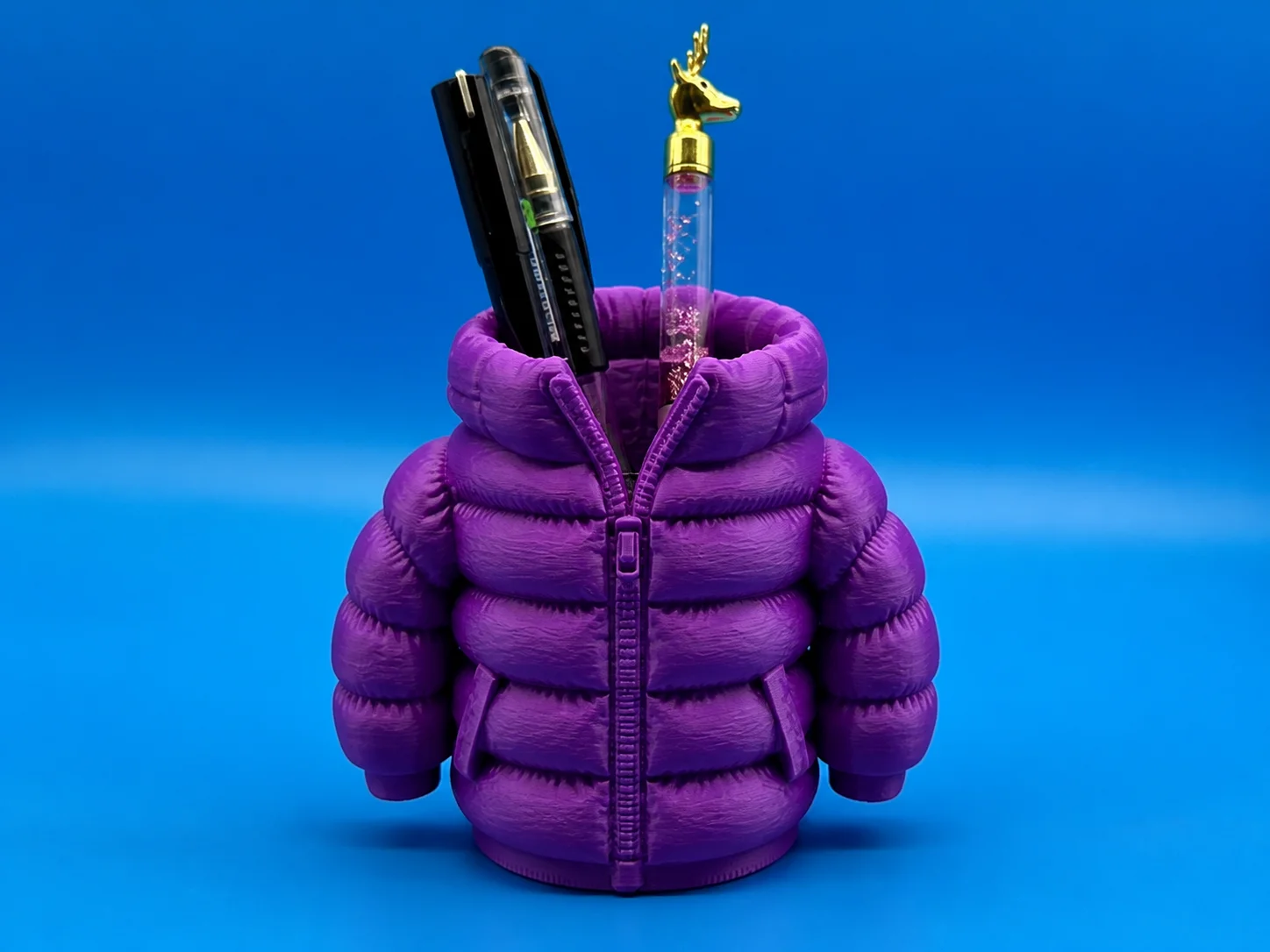 3D Baskı Şişme Mont Kalemlik - Masaüstü Organizer-Mor görsel 2