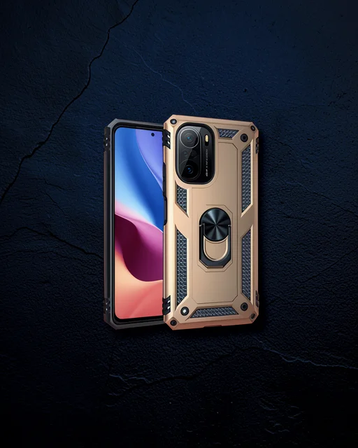 Xiaomi Poco F3 Kılıf Sofya Yüzüklü Silikon Kapak - Gold