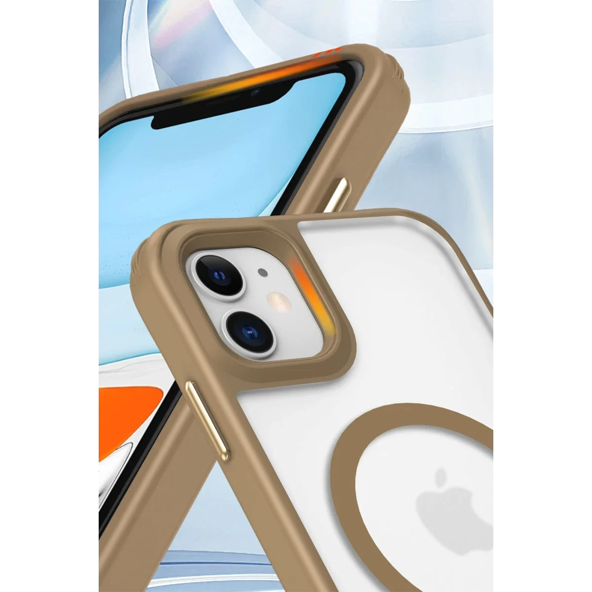 Apple iPhone 12 Kılıf Enka Magsafe Silikon Kılıf - Desert görsel 3