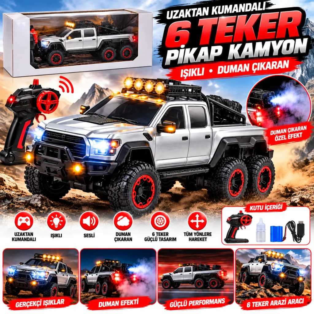 700-1 27MHZ Fourwy 6 Wheel Belt Lıght.rem Oyucak Kumandalı Pikap