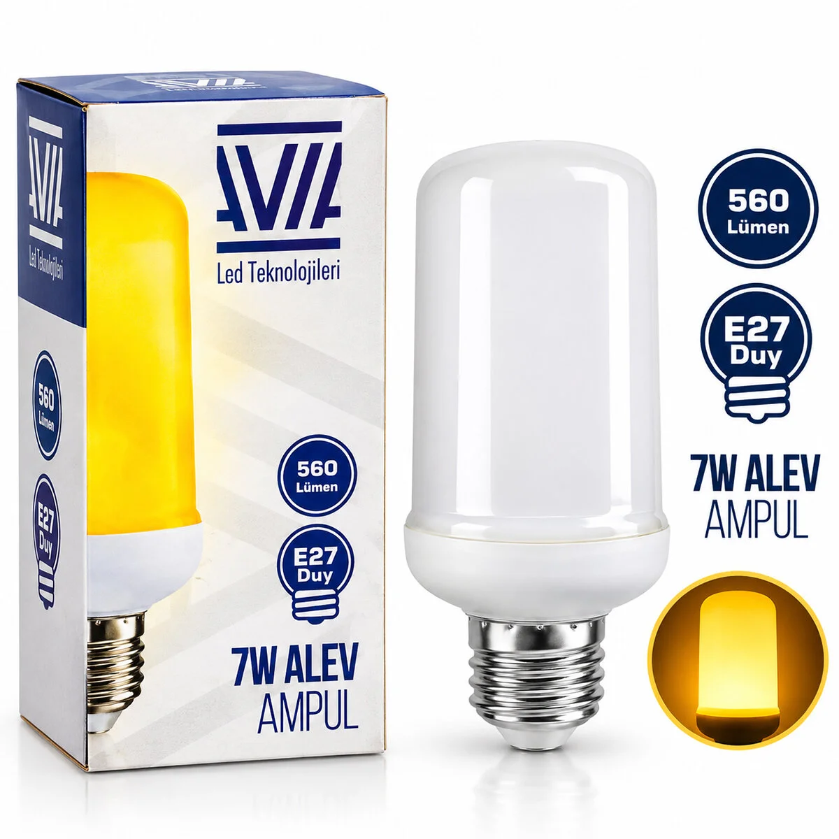 7W E27 Alev Ampul Lamba 560 Lümen IP20