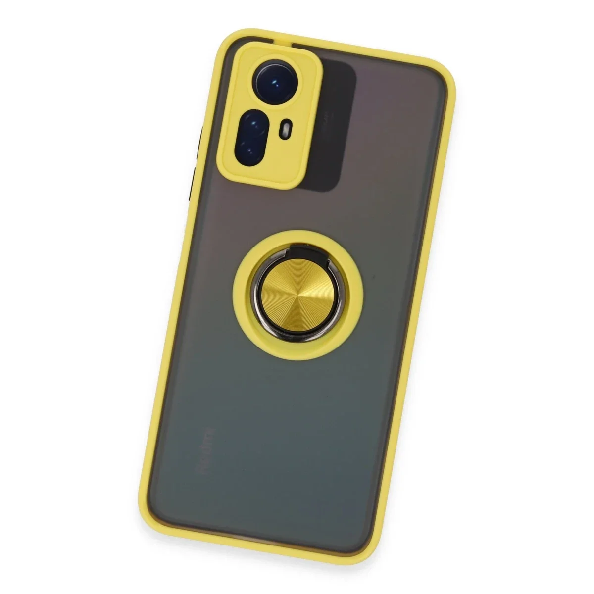 Xiaomi Redmi Note 12S Kılıf Montreal Yüzüklü Silikon Kapak - Sarı görsel 3