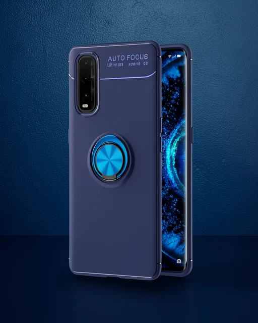 Oppo Find X2 Kılıf Range Yüzüklü Silikon - Mavi