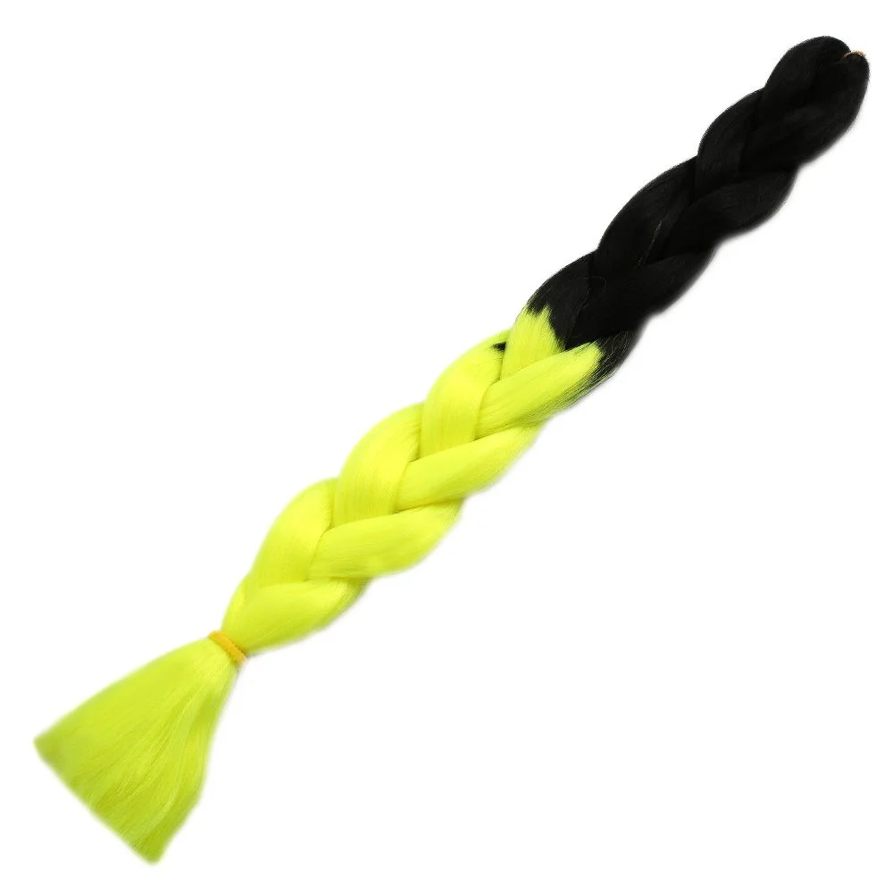 Afrika Örgülük Sentetik Ombreli Saç 100 Gr. - Siyah / Neon Sarı