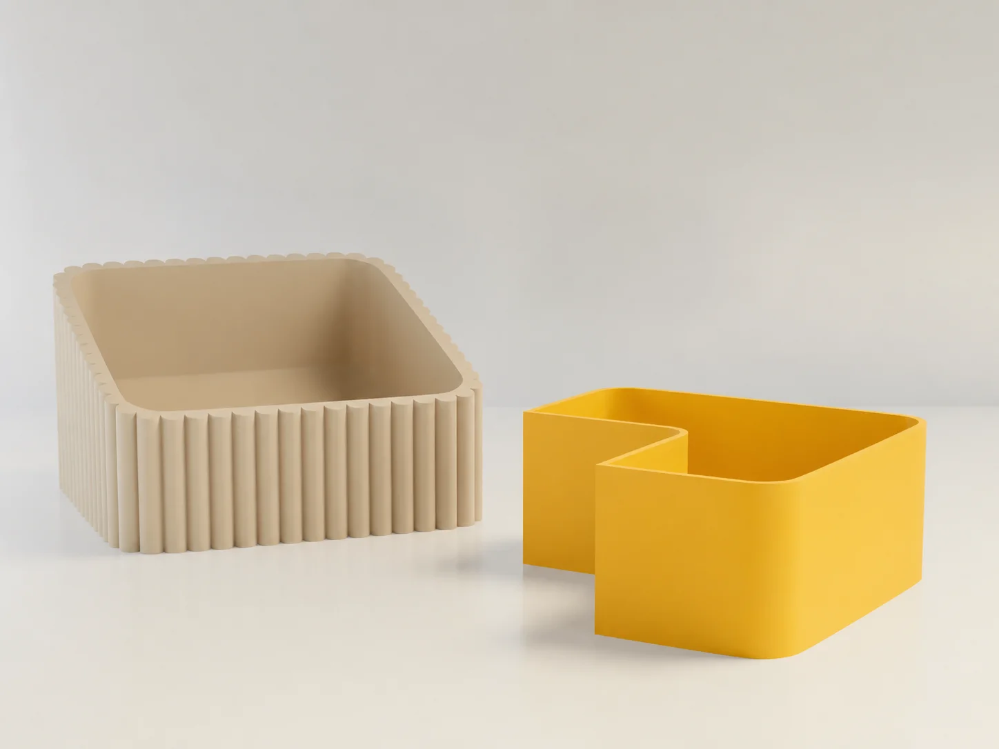 3D Baskı Fıstık Kasesi - Çift Hazneli Kabuk Ayırıcı Sunum Kasesi - Bej Sarı görsel 2