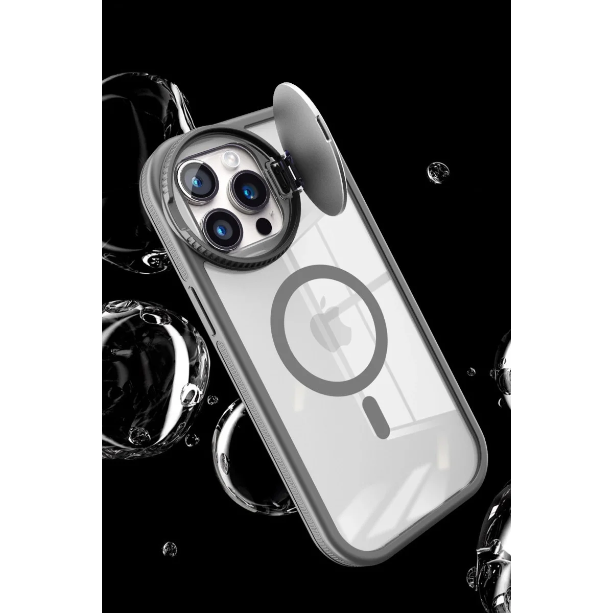 Apple İphone 15 Pro Kılıf Teleskop Lens Magsafe Silikon Kapak - Lacivert görsel 4