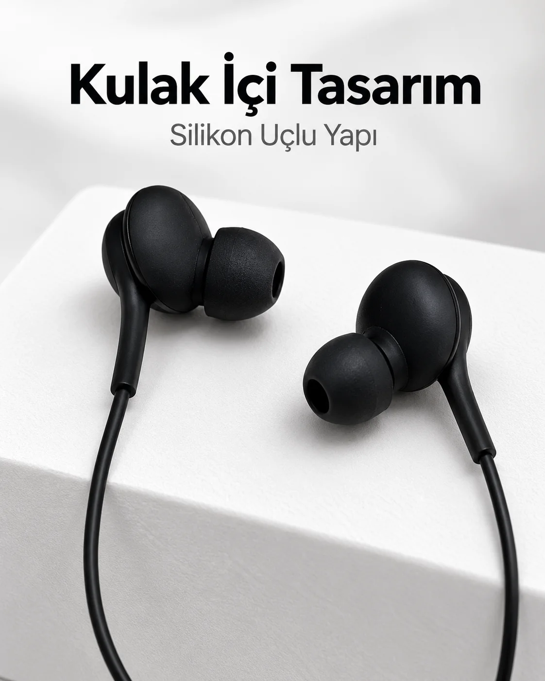 Siyah Tasarımlı Jak Girişli Kablolu Kulak İçi Kulaklık