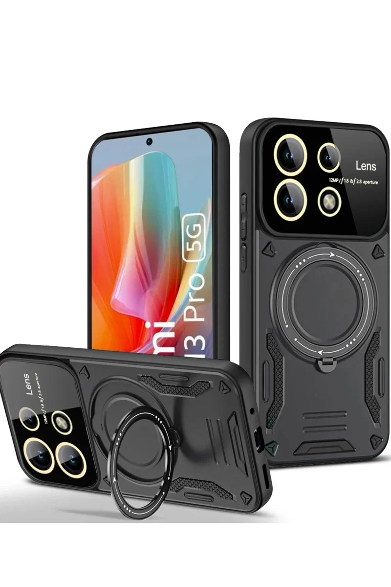 Xiao Red Note 13 Pro 5G Kılıf Joy Lens Standlı Kapak - Siyah