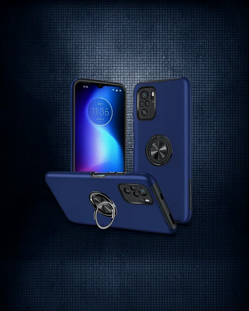 Xiaomi Poco F3 Kılıf Elit Yüzüklü Kapak - Lacivert