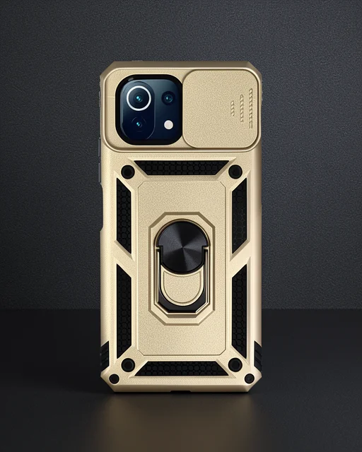 Xiaomi Mi 11 Lite Kılıf Pars Lens Yüzüklü Silikon - Gold