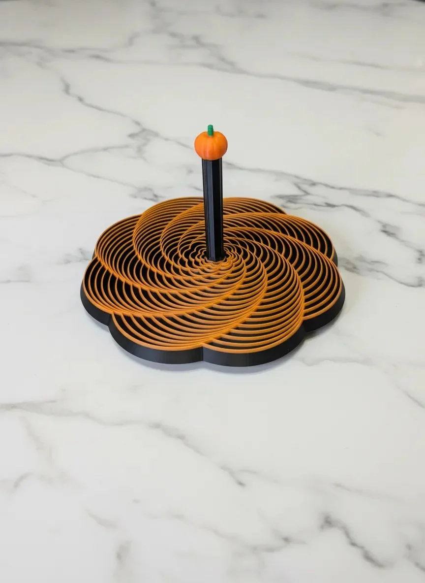 3D Baskı Spiral Halkalı Balkabağı Dekoratif Obje Dönen Kinetik Masa Aksesuarı Sonbahar Turuncu Siyah