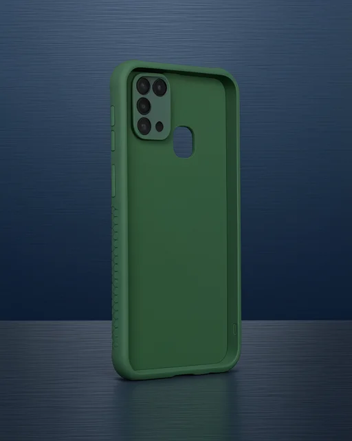Samsung Galaxy M31 Kılıf Miami Şeffaf Silikon - Koyu Yeşil