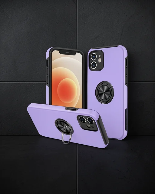 Apple İphone 12 Kılıf Elit Yüzüklü Kapak - Mor