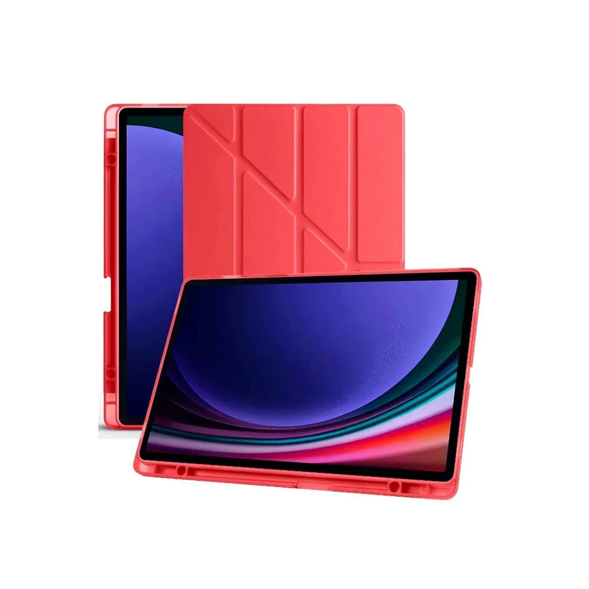 Samsung Galaxy X610 Tab S9 Fe Plus 12.4 Kılıf Kalemlikli Mars Tablet Kılıfı - Kırmızı görsel 4