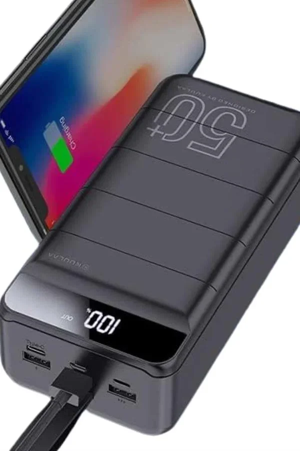 Taşınabilir Powerbank 50.000 mAh 4 Girişli Hızlı Şarj Led Göstergeli Fenerli Şarj görsel 5