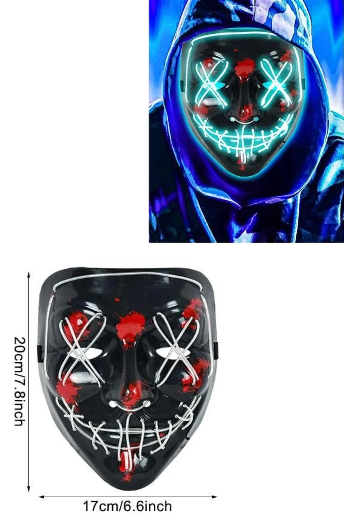 Işıklı Led Maske Parti Eğlence Maskesi Hallowen Neon Maske görsel 4