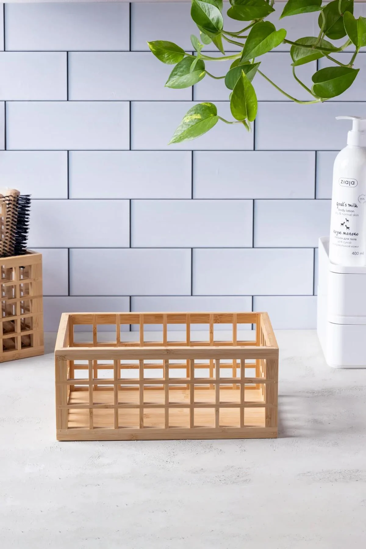 Bambu Organizer Büyük Dolap İçi Düzenleyici Sepet 18x26 cm görsel 3