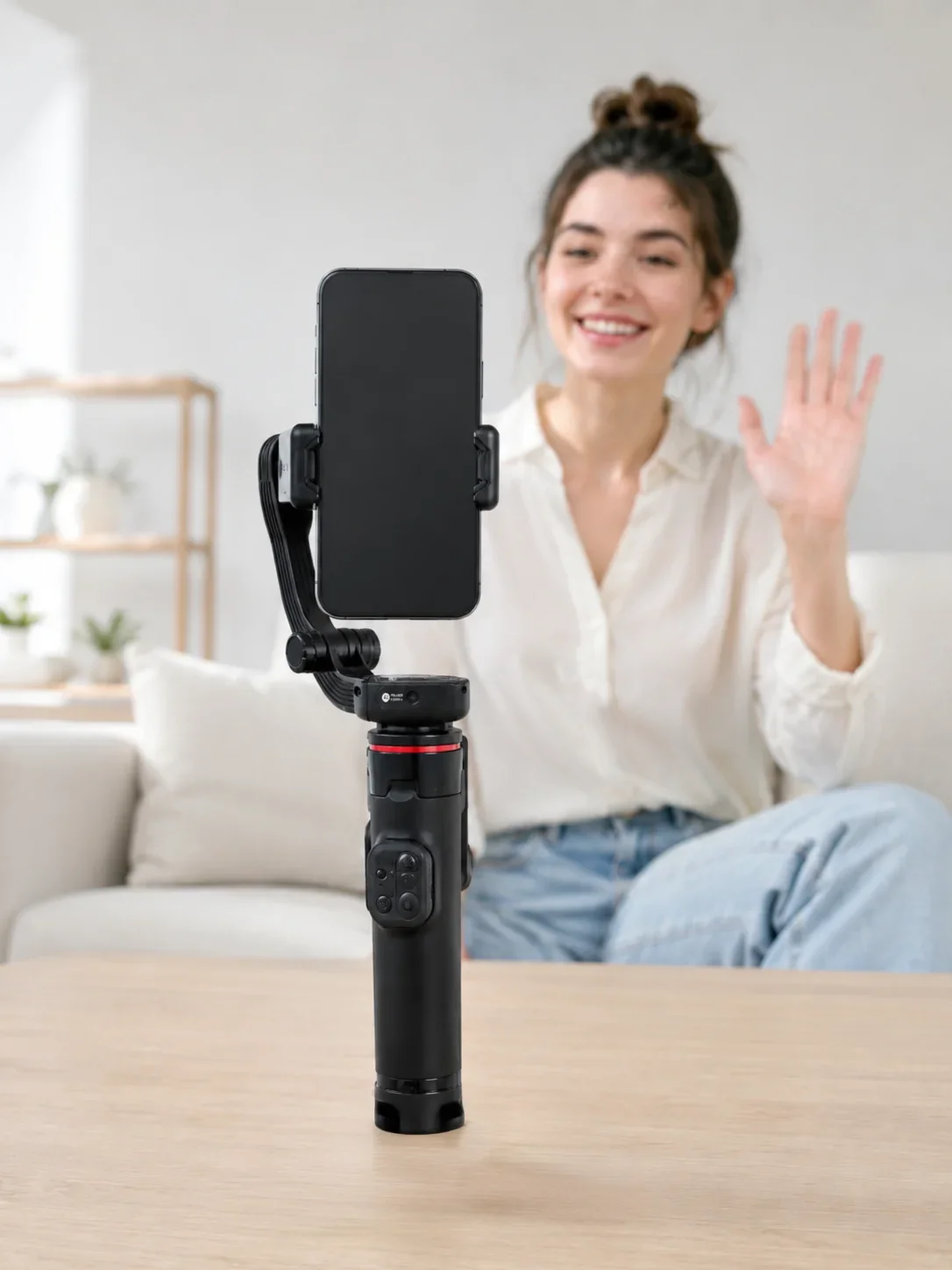 Profesyonel AI Gimbal Selfie Stick Yüz Takipli Telefon Sabitleyici Bluetooth Kumandalı Katlanabilir Tripod görsel 3