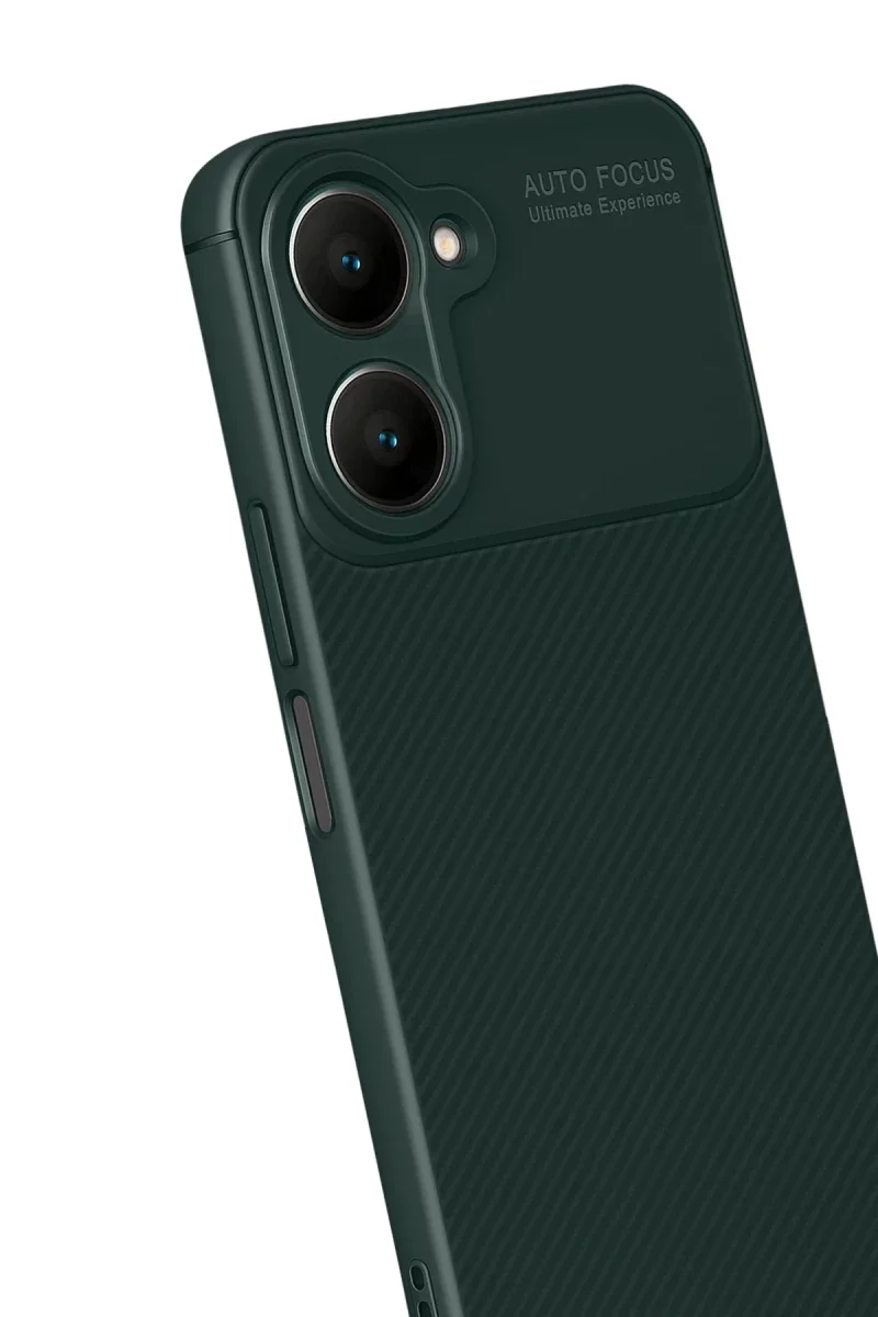 Vivo Y18 Kılıf Auto Focus Karbon Kapak - Koyu Yeşil görsel 3