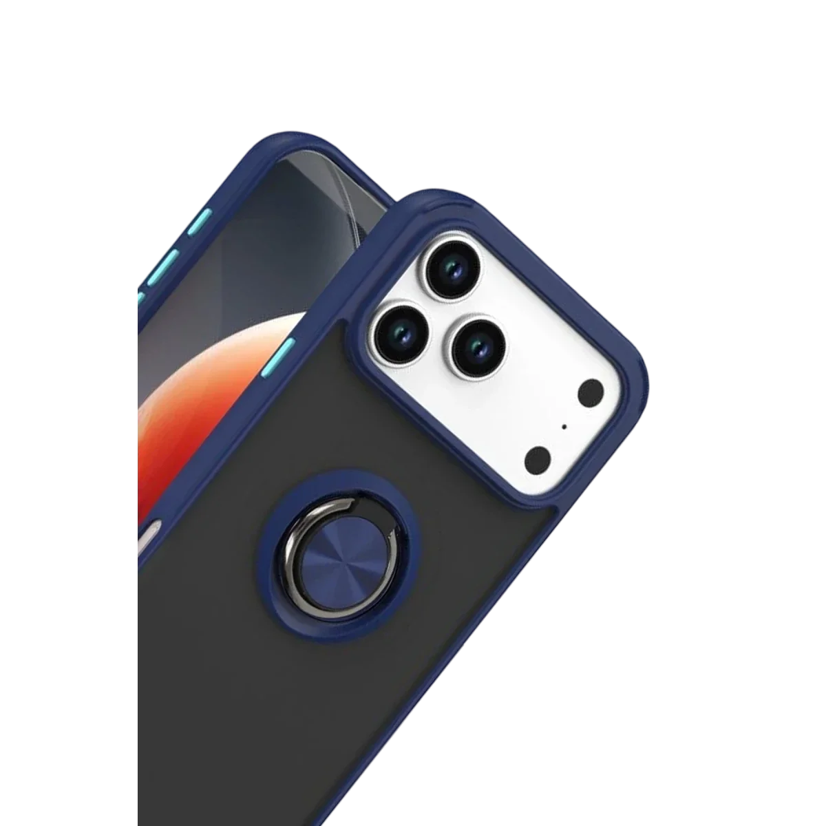 Apple iPhone 17 Pro Max Montreal Yüzüklü Silikon Kapak - Lacivert görsel 2