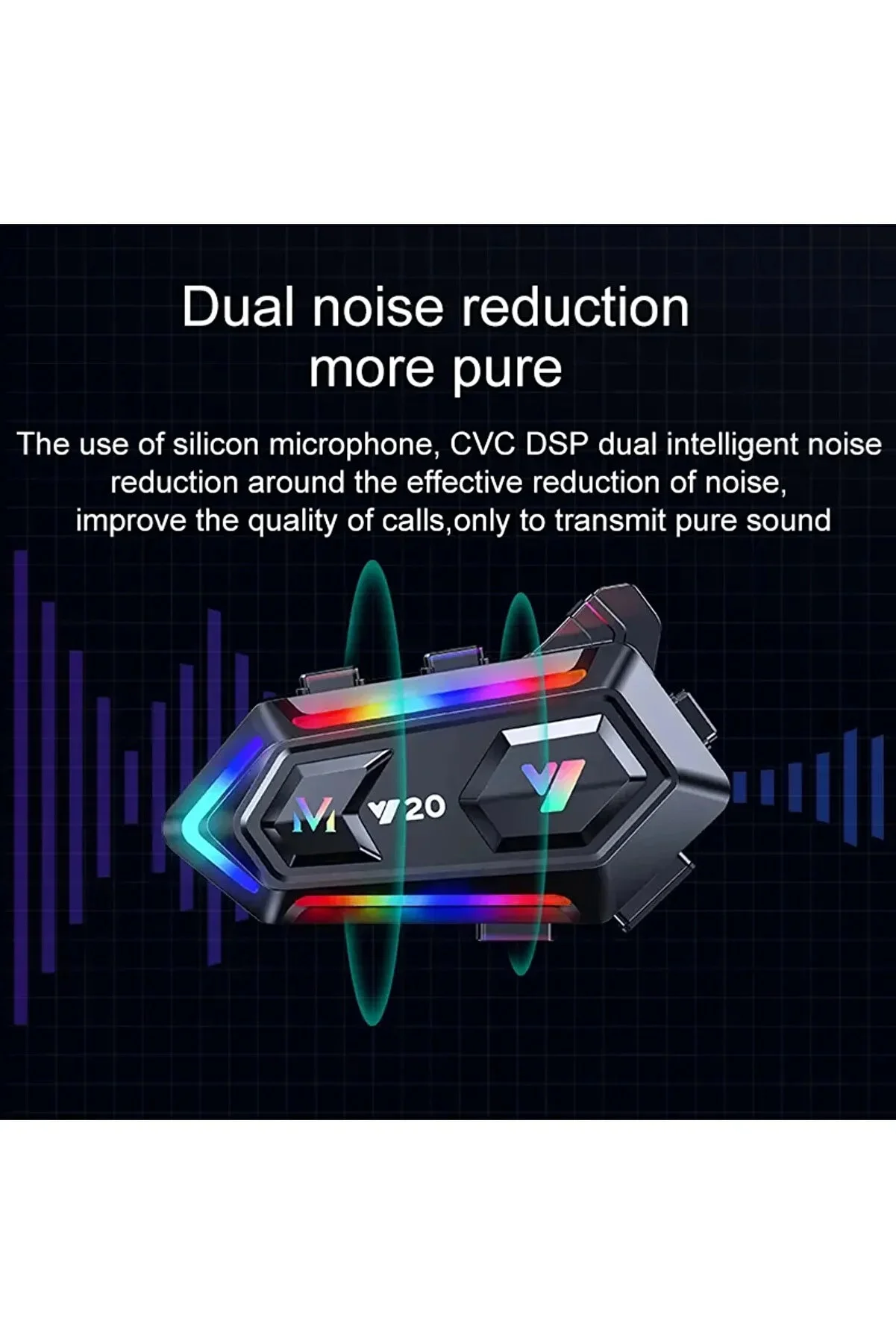 Vothoon Y20 Motor Kurye Kask Kulaklık RGB Modlu Bluetooth Motosiklet Kulaklık 5.3 Bluetooth Interkom görsel 5
