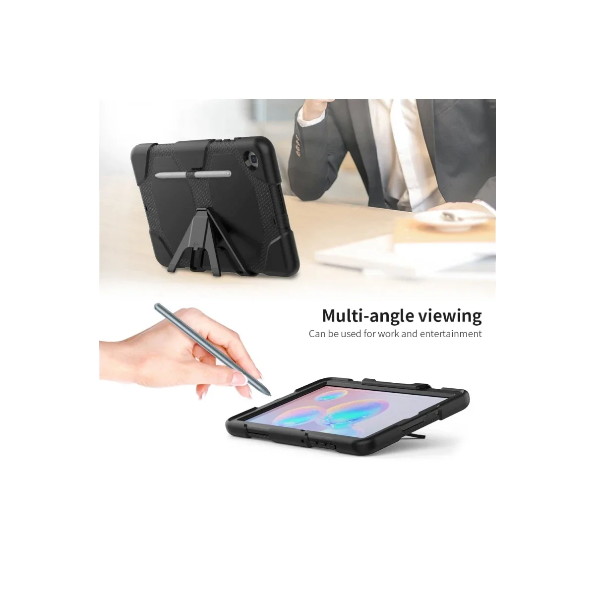 Samsung Galaxy T500 Tab A7 10.4 Kılıf Griffin Tablet Kapak - Siyah görsel 7