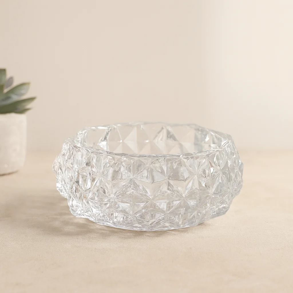 Yuvarlak Cam Küllük 12.8 cm (Diamond Kristal)