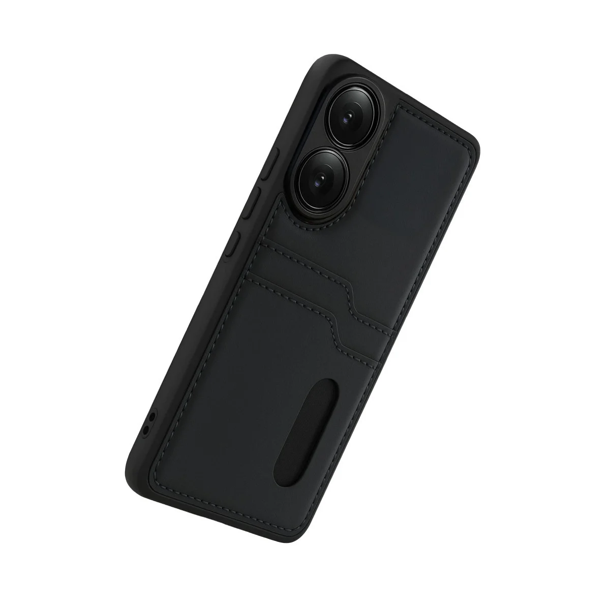 Oppo A38 Sara Kartvizitli Deri Kılıf - Siyah görsel 4