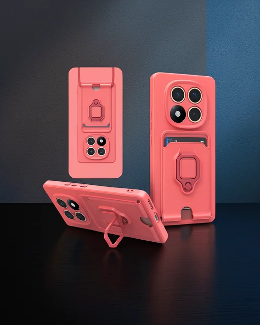 Xiaomi Redmi Note 14 Pro 4g Kılıf Zuma Kartvizitli Yüzüklü Silikon - Pembe