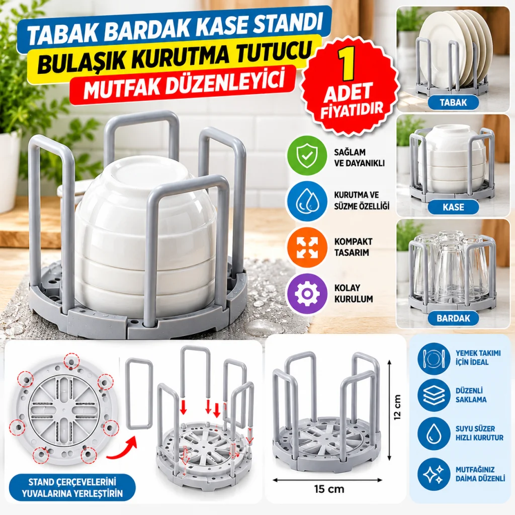 Tabak Bardak Kase Standı Bulaşık Kurutma Tutucu Mutfak Düzenleyici Organizatör (adet fiyatıdır)