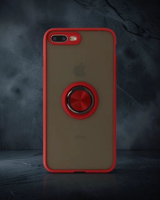 Apple İphone 7 Plus Kılıf Montreal Yüzüklü Silikon Kapak - Kırmızı