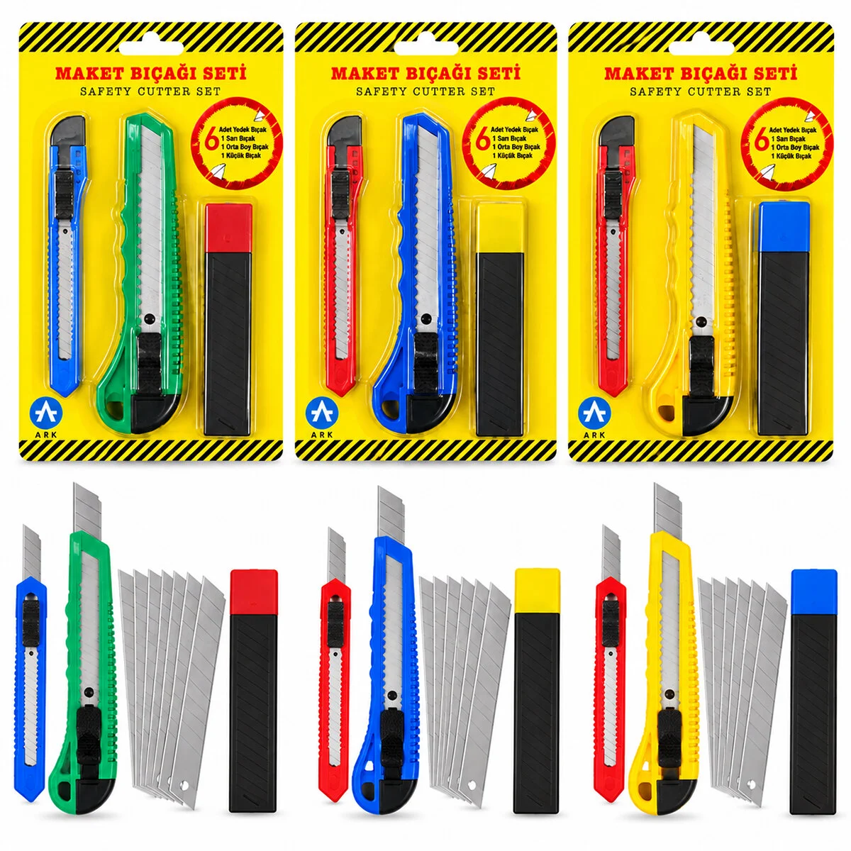 3PCS Yedekli Plastik Maket Bıçak Seti