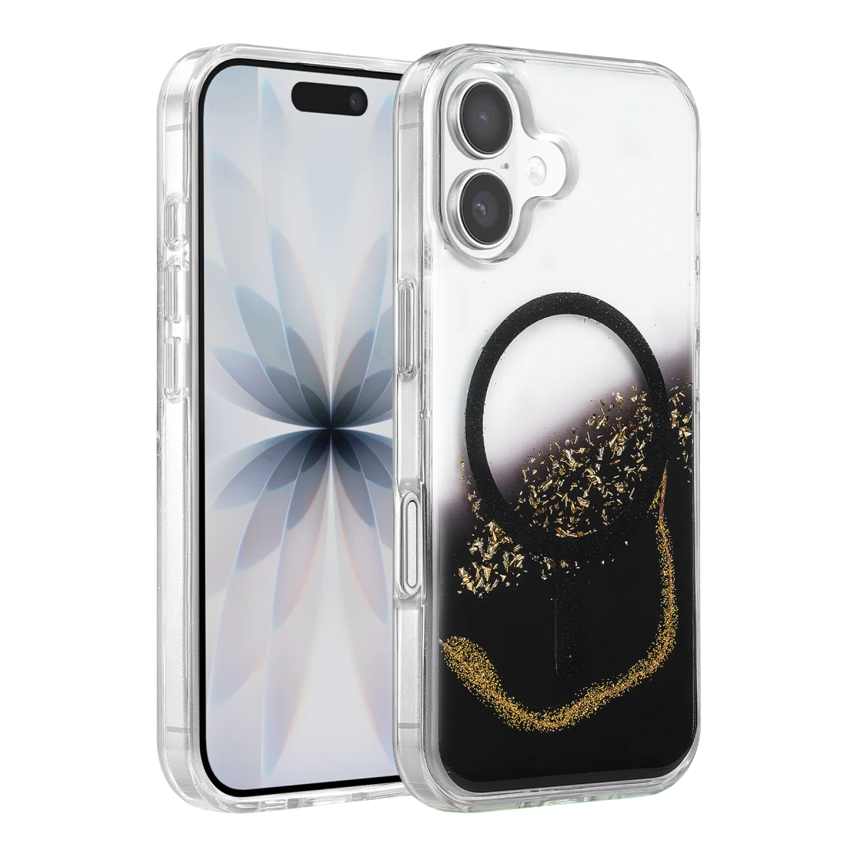 Onegif Apple iPhone 17 Lotus Simli Magsafe Kapak - Siyah