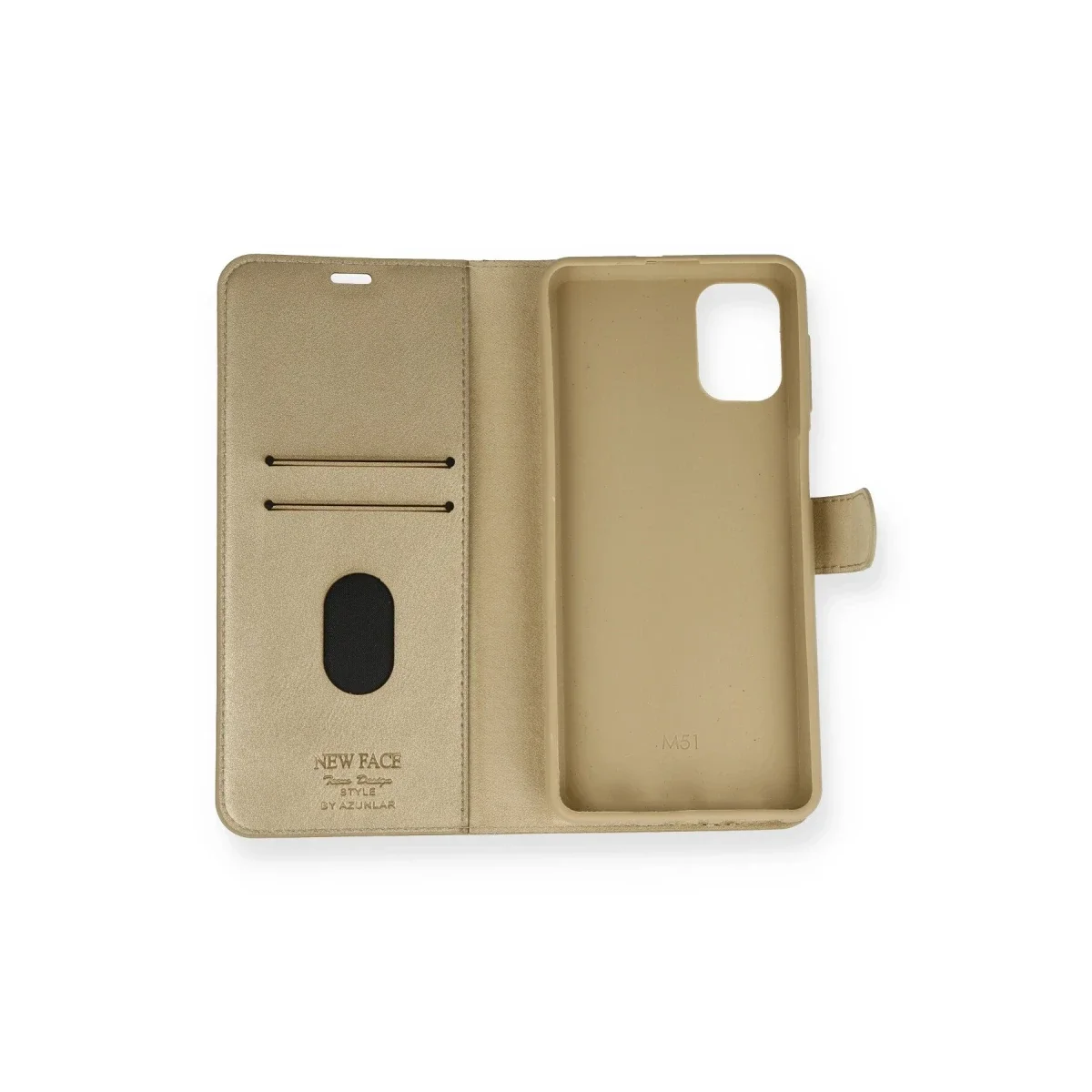 Samsung Galaxy M51 Trend S Plus Kapaklı Kılıf - Gold görsel 2