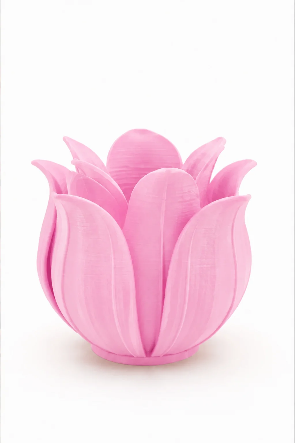3D Baskı Lotus Yapraklı Vazo - Dekoratif Çiçeklik-Pembe görsel 3