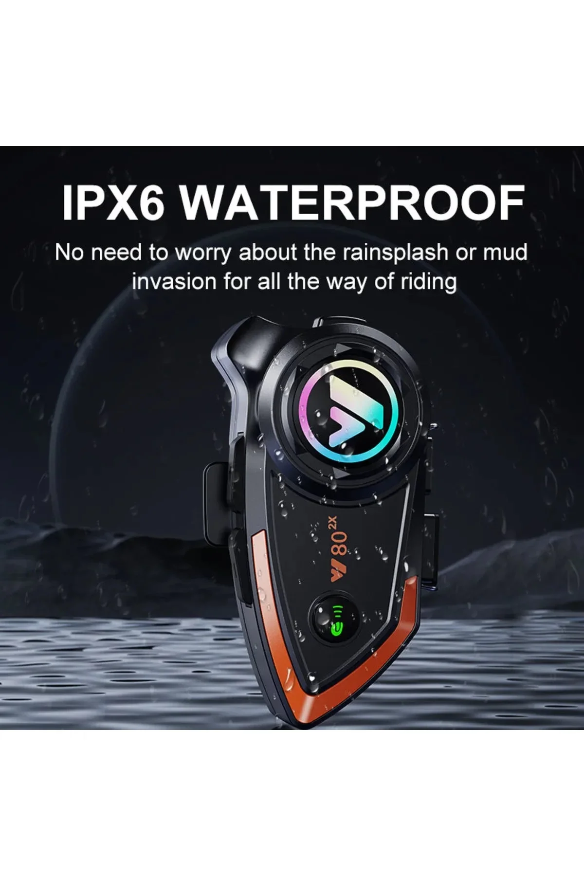 Yeni Model Y80-2x Motosiklet İntercom 2 Kişilik Bağlantı Rgb Işıklı Bluetooth Kulaklık Seti görsel 5