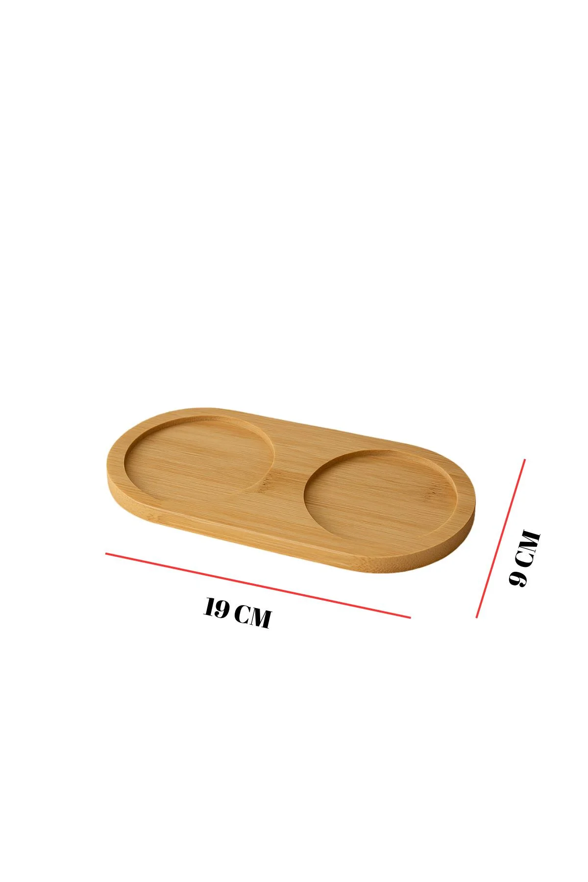 Bambu Yağdanlık Altlığı Çift Yuvalı 9x19 Cm görsel 2