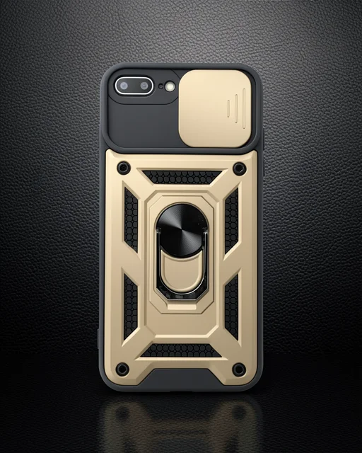Apple İphone 7 Plus Kılıf Pars Lens Yüzüklü Silikon - Gold
