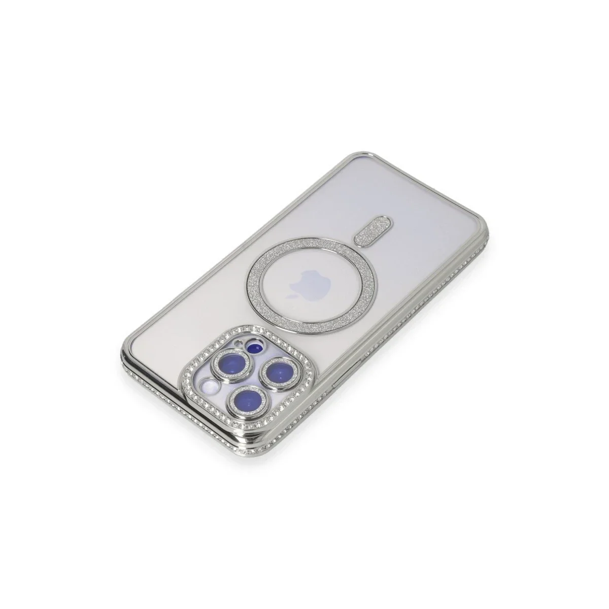 Apple iPhone 14 Pro Kılıf Joke Simli Magneticsafe Kılıf - Gümüş görsel 2