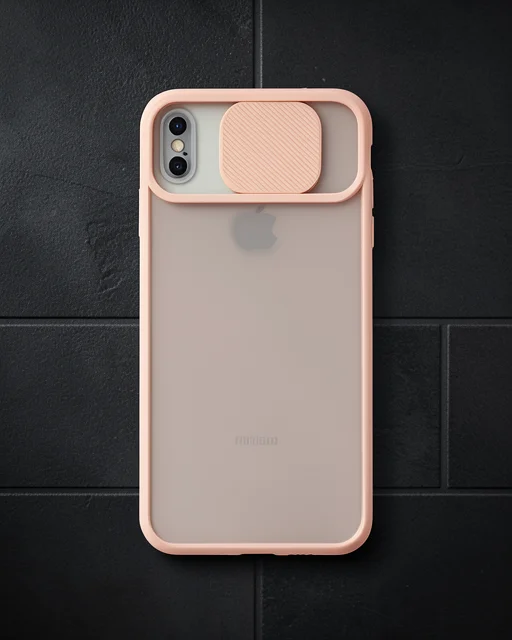 Apple İphone X Kılıf Palm Buzlu Kamera Sürgülü Silikon - Pembe