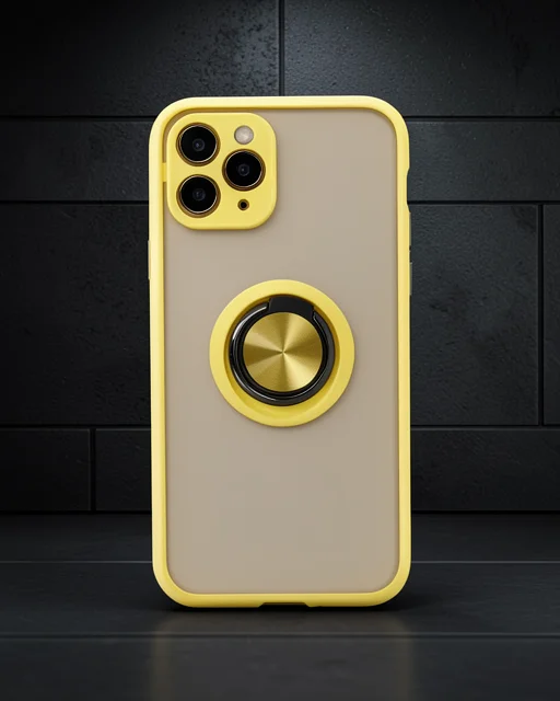 Apple İphone 11 Pro Kılıf Montreal Yüzüklü Silikon Kapak - Sarı