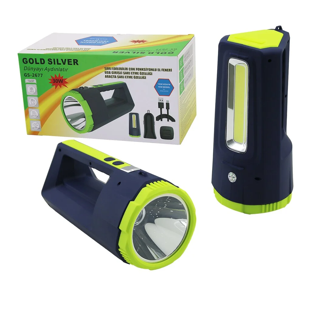 2İN1 30W - 10W Cob Led Usb - Oto Şarjlı El Feneri Projektör görsel 2