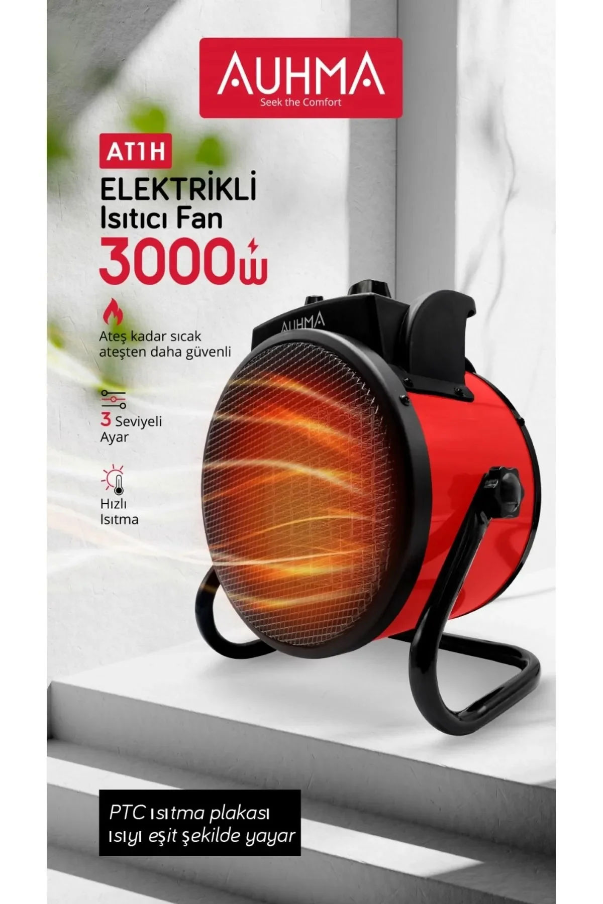 Ultra Güçlü 3000 Watt Taşınabilir Elektrikli Portatif Isıtıcı Soba Sıcak Hava Üfleyen Fan Radyatör görsel 4