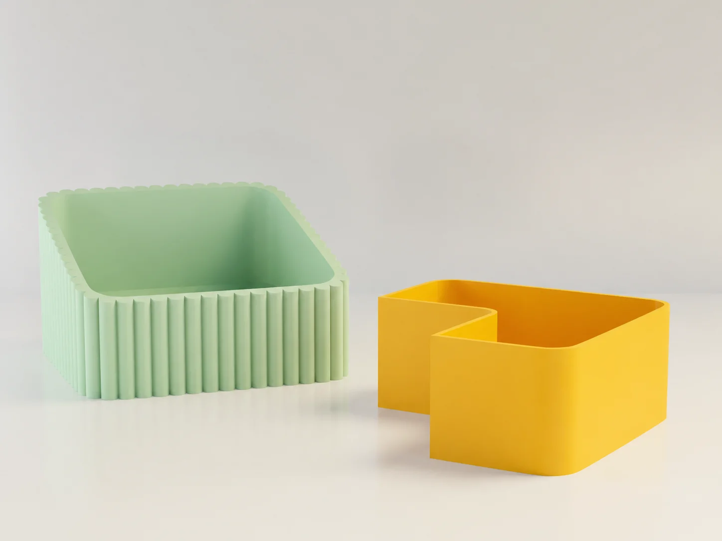 3D Baskı Fıstık Kasesi - Çift Hazneli Kabuk Ayırıcı Sunum Kasesi - Mint Sarı görsel 2