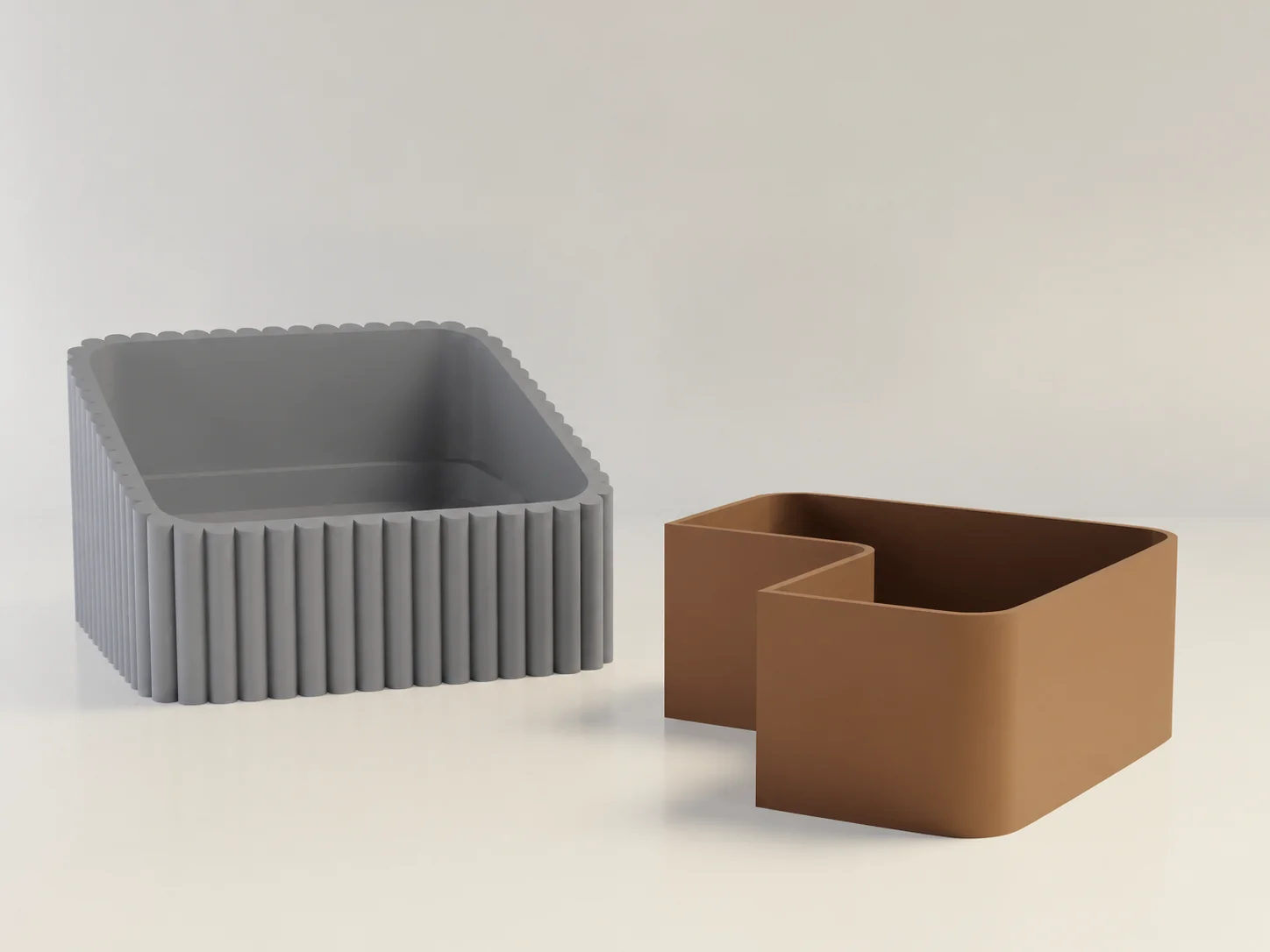 3D Baskı Fıstık Kasesi - Çift Hazneli Kabuk Ayırıcı Sunum Kasesi - Gri Kahverengi görsel 2