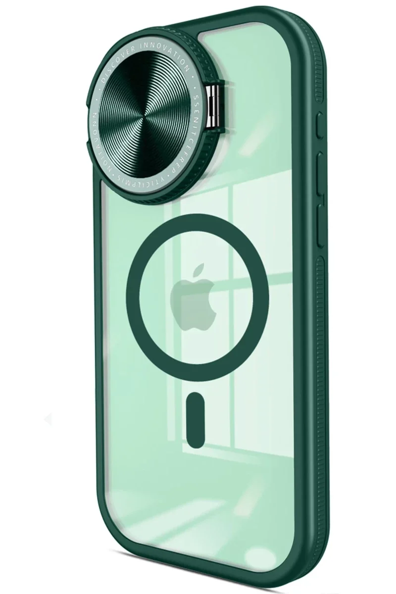 Apple iPhone 14 Pro Max Kılıf Teleskop Lens Magsafe Silikon Kapak - Koyu Yeşil