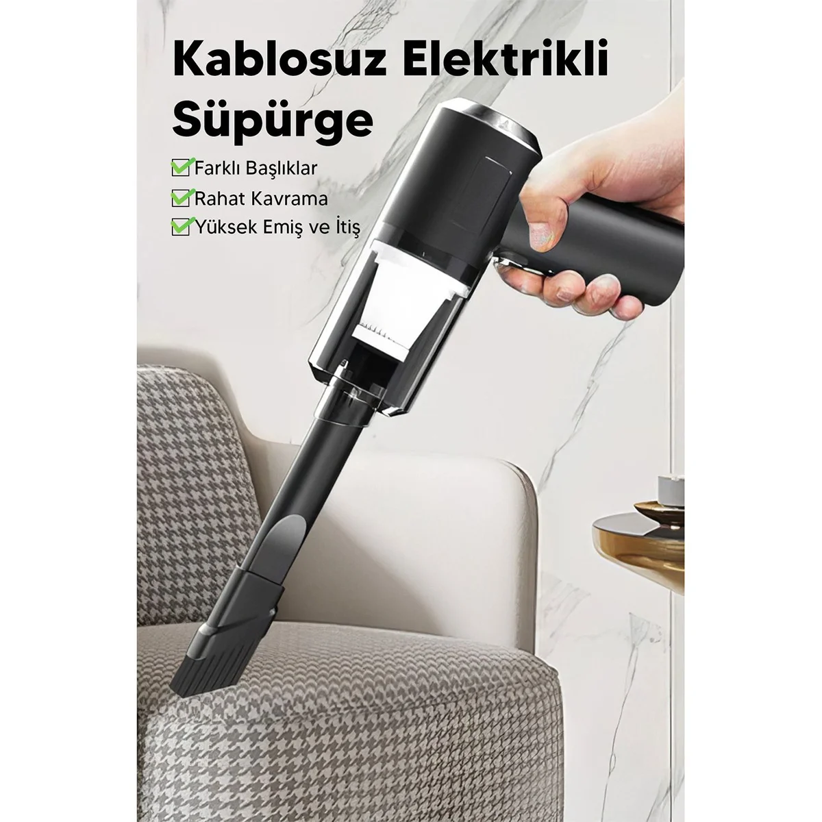 USB Şarjlı 3'ü 1 Arada Mini El Tipi Süpürge (Oto & Ev) görsel 4