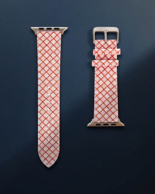 Apple Watch 38mm Karo Motif Kordon - Pembe