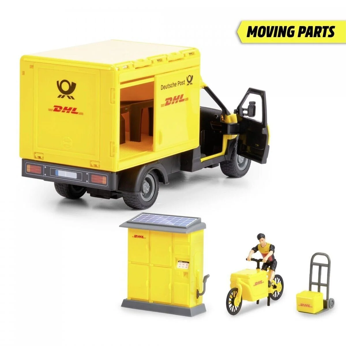 203747020 Dickie DHL Delivery Set freewheel Delivery vehicle packaging statio görsel 3